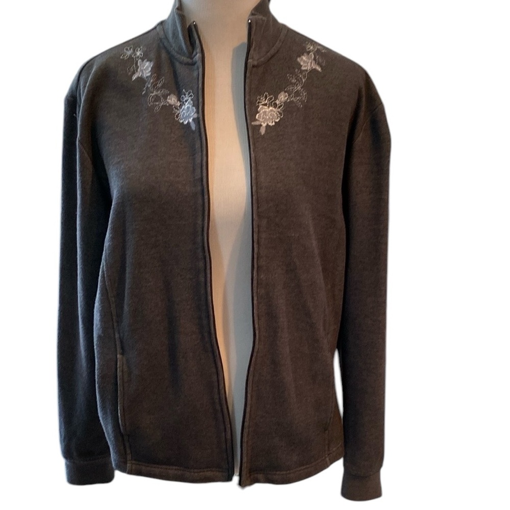 Hasting & Smith Charcoal Gray Zip-up Fabric Jacket